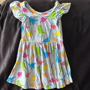 MACARON + Me Colorful Dinosaur Print Bamboo Kids Dress